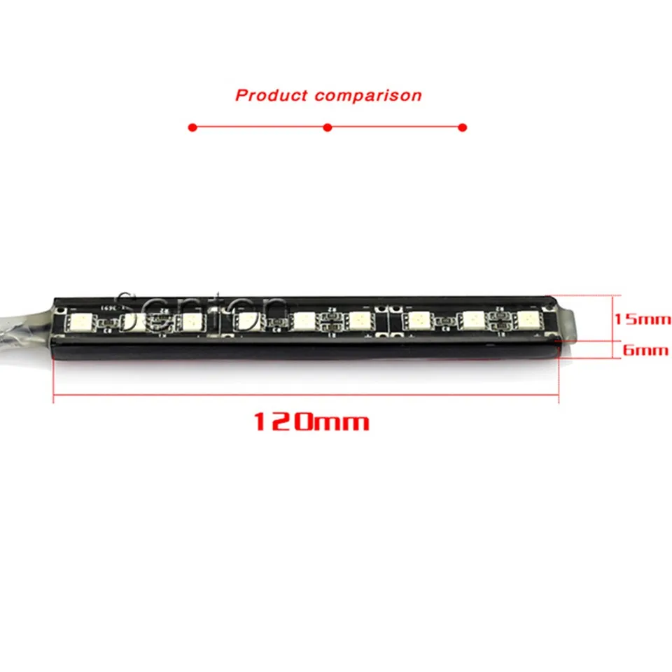 must LED valgusriba mõõtmetega 120mm x 15mm x 6mm