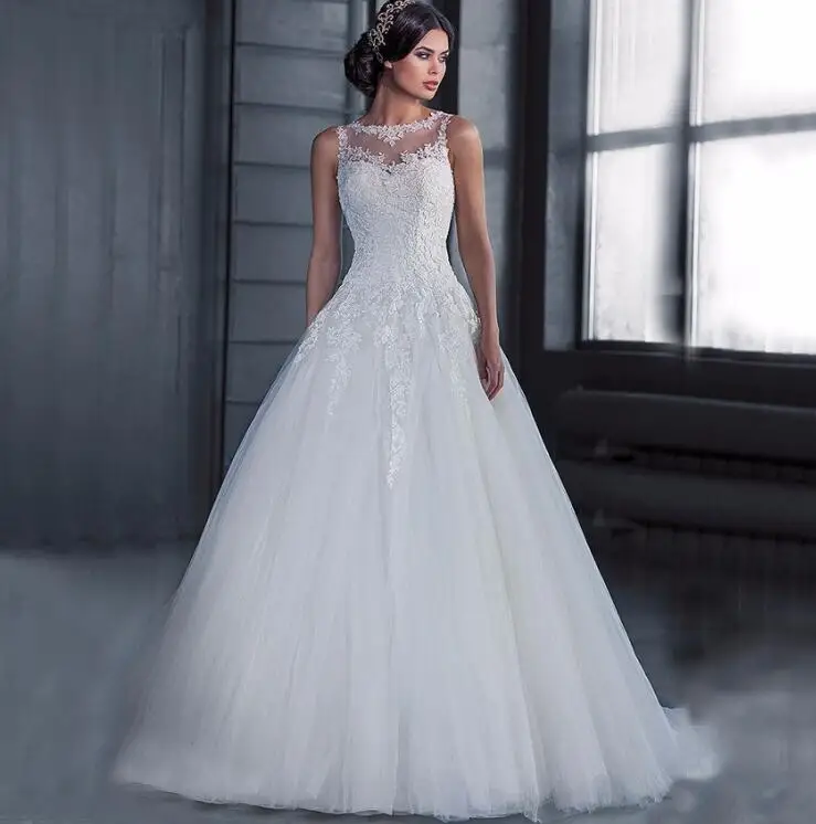 Top Trends: Vestidos De Novia Cheap Ball Gown Wedding Dress 2019 Robe De Mariage See Through Back Lace Wedding Gowns Vestido De Noiva ZJ2468 Shoppable Styles