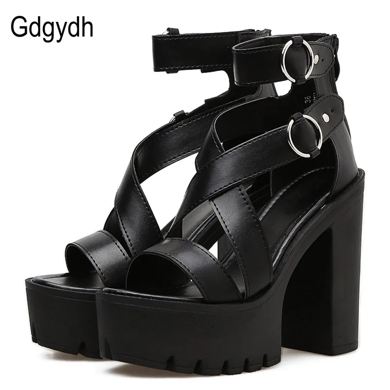 Top Trends: Gdgydh Fashion Solid Platform Women Sandals Summer Shoes Open Toe Rome Style High Heels Fashion Buckle Gladiator Shoes Woman Shoppable Styles