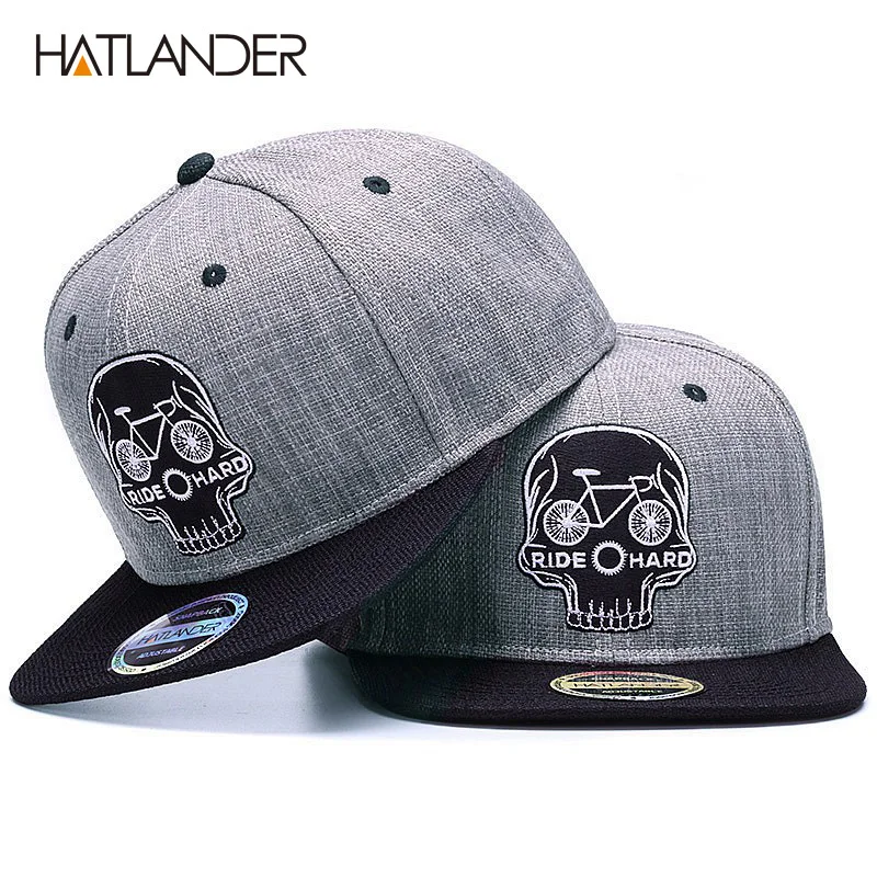 Top Trends: HATLANDER Original Baseball Cap Men Snapback Cap Brand Embroidery SKULL Cool Hip Hop Cap 6 Panel Bone Linen Skeleton Sports Hats Shoppable Styles