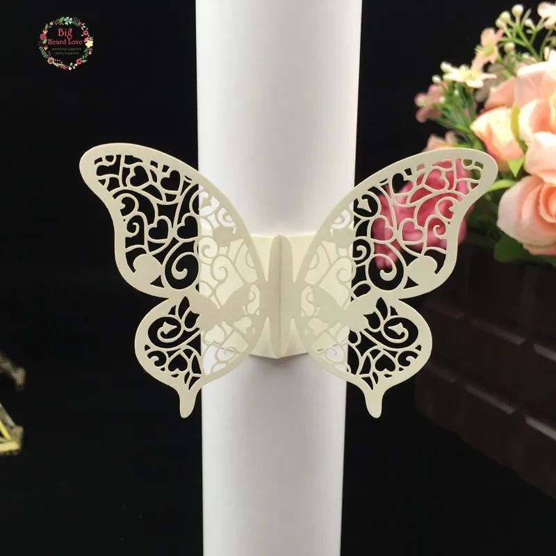 40pcs Laser Cut Butterfly Napkin Ring Paper Wedding Decoration ...