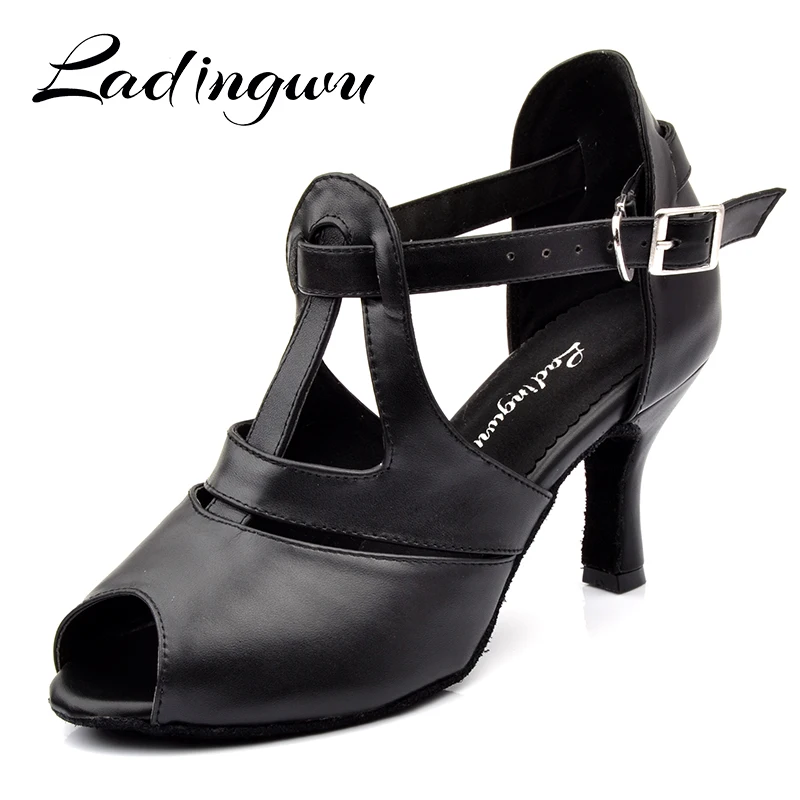 Top Trends: Ladingwu Black Genuine Leather Dance Shoes Woman Latin Comfortable Soft Bottom Salsa Dance Shoes Profession Ballroom Dance Shoes Shoppable Styles