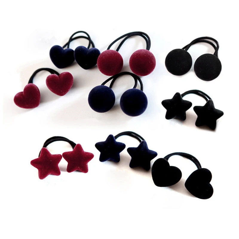 Top Trends: New Popular Korean Style Women Cute Hair Accessories Velvet Heart / Star / Ball Hair Rope Rubber Band Headwear For Girls Shoppable Styles