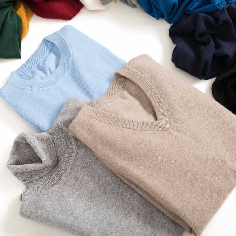 Top Trends: Men&#039;s Sweaters Cashmere Blend Knitting V-neck Pullovers Hot Sale Spring&amp;Winter Male Wool Knitwear High Quality Jumpers Clothes Shoppable Styles