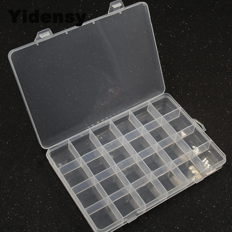 Top Trends: Yidensy 1pcs Square Transparent Plastic Storage Box Case 10 / 24 Slot Adjustable For Pills Jewelry Beads Earring Case Organizer Shoppable Styles