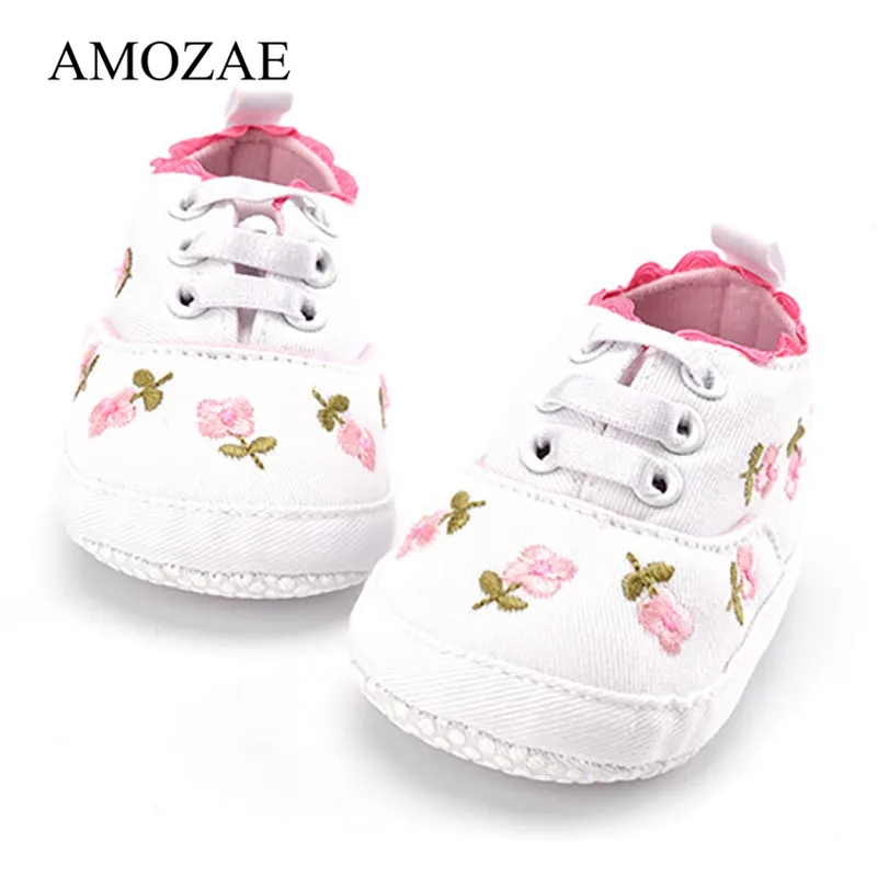 Top Trends: Baby Girls Shoes White Pink Floral Embroidered Soft Soles Shoes Prewalker Walking Toddler Casual Kids Shoes For Dropshipping Shoppable Styles