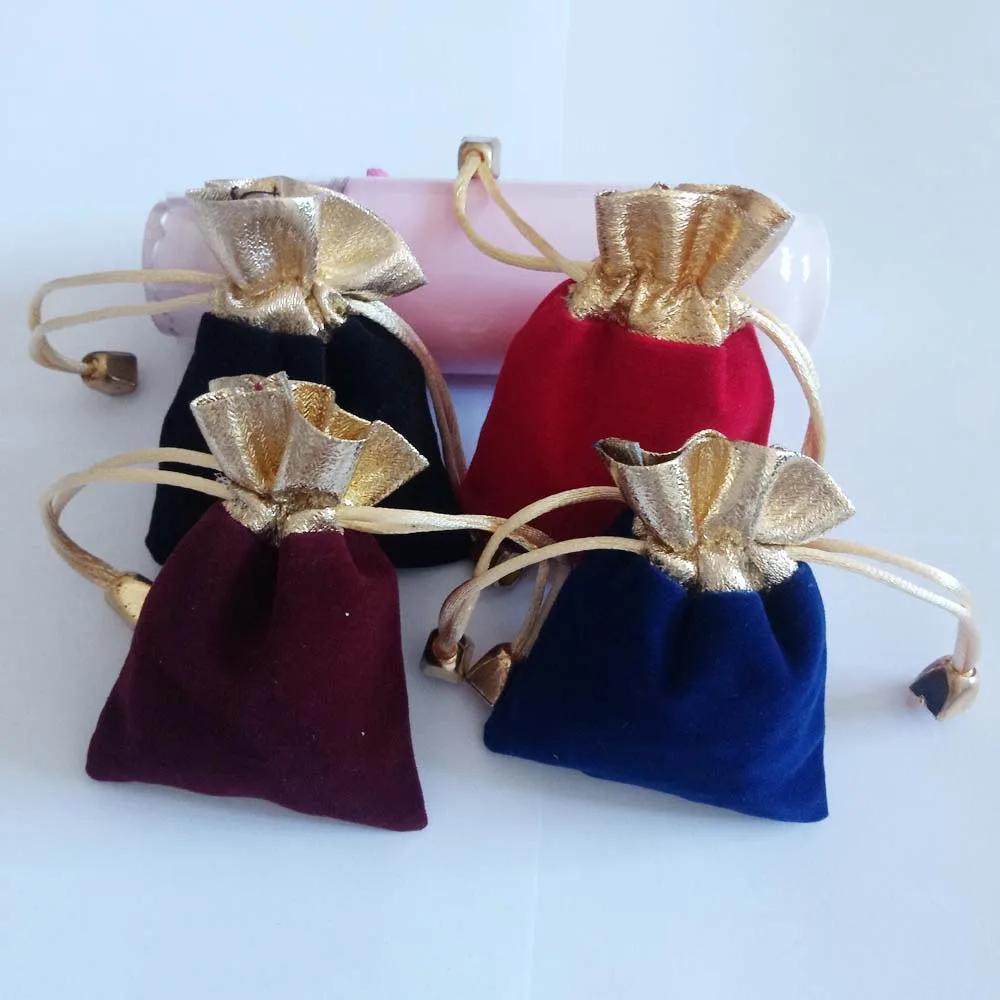 Top Trends: 100pcs Phnom Penh Gold Bead Velvet Bag Jewellery Pouch Gift Bags Wedding Drawstring Bag Woman Jewelry Display Gift Packaging Bag Shoppable Styles