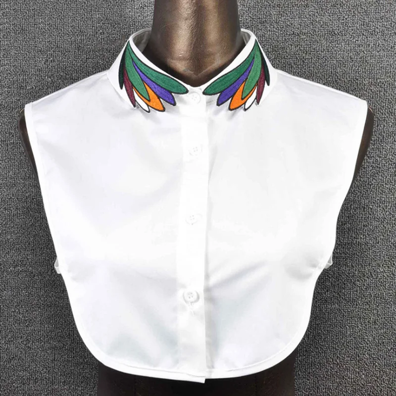 Top Trends: Women's Fake Collar Shirt White Fake Collar Women Detachable Collars Embroidery Cotton False Collar Shirt Col Amovible Femme Shoppable Styles