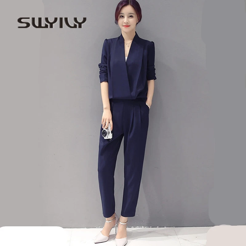 Top Trends: SWYIVY Women's Jumpsuit Ankle Length Pants Detachable 2018 Slim Female Leisure Trousers Big Size Womans Bodysuits Long Sleeve Shoppable Styles