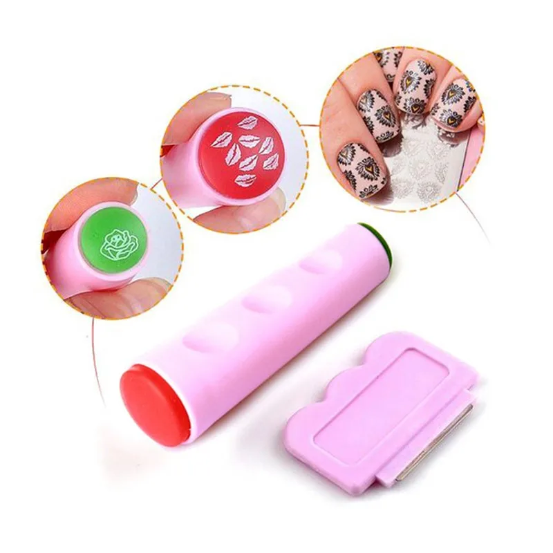 Top Trends: 1 Set Professional Nail Art Stamping Double-headed Stamp Stamper Scraper Set Pink Nail Stamper & Scraper Manicure Tools BRSX Shoppable Styles