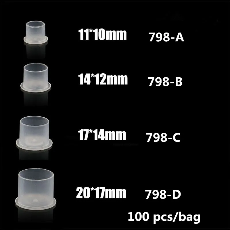 Top Trends: 100 PCS Disposable Microblading Steady Plastic Tattoo Ink Cups 4 Sizes Permanent Makeup Pigment Clear Holder Container Cap Shoppable Styles