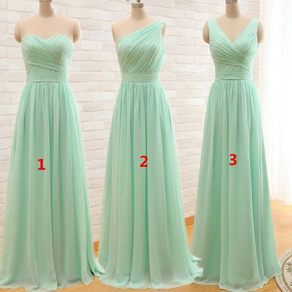 Top Trends: New Arrival Mint Green Long Chiffon A Line Pleated Bridesmaid Dress Under 50 Wedding Party Dress 2018 Robe Demoiselle D&#039;honneur Shoppable Styles