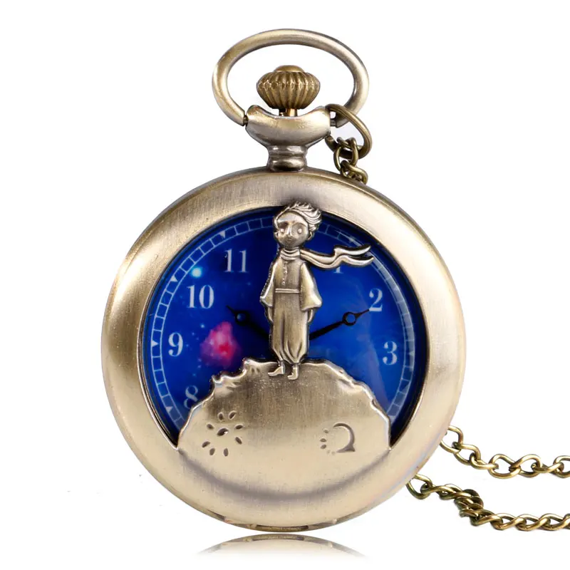 Top Trends: Popular Fashion Little Prince Design Quartz Pocket Watch Chic Blue Dial With Necklace Pendant Fob Clock Gift For Boy Girl Shoppable Styles