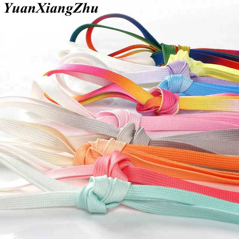 Top Trends: 1Pair Colorful Silk Shoelaces Candy Gradient Party Camping Boots Shoelace Canvas Strings Camping Shoes Lace Growing Rainbow BC-2 Shoppable Styles