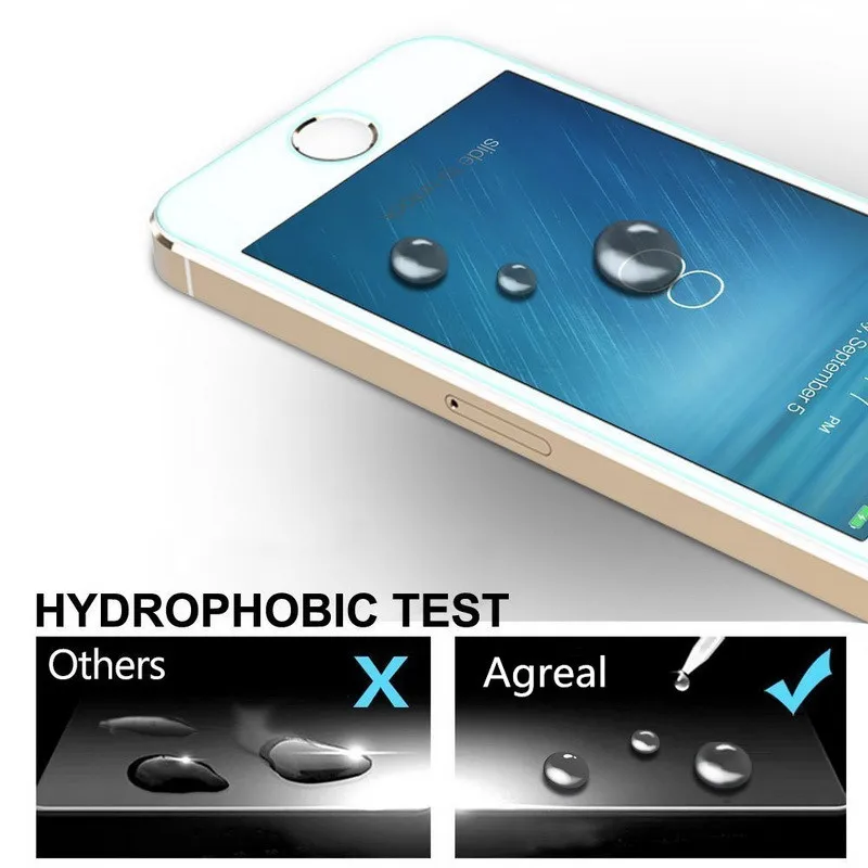 iPhone 5/5S ekraanil veetilgad, mis näitavad hüdrofoobset kaitset