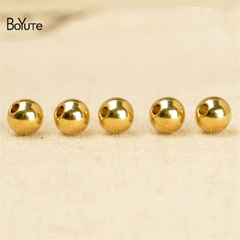 Top Trends: BoYuTe (100 Pieces / Lot) 2-2.5-3-4-5-6MM Round Metal Brass Solid Spacer Beads For Jewelry Making DIY Accessories Wholesale Shoppable Styles - Image 2