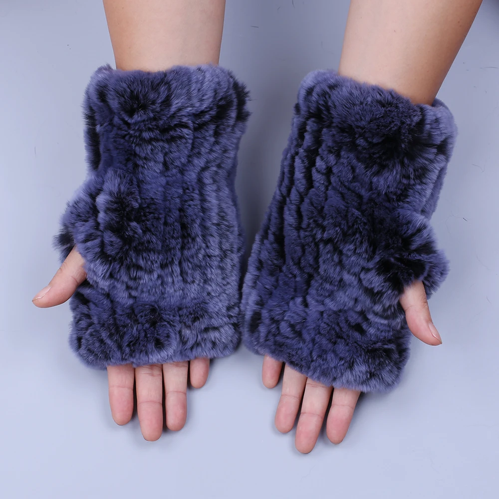 Top Trends: Fashion Real Rex Rabbit Fur Women's Winter Gloves Genuine Fur Mittens Girl Fingerless Gloves Wrist Warmer Elastic Fluffy Shoppable Styles - Image 2