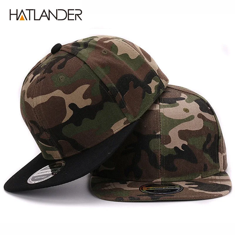 Top Trends: HATLANDER Camouflage Snapback Polyester Cap Blank Flat Camo Baseball Cap With No Embroidery Mens Cap And Hat For Men And Women Shoppable Styles