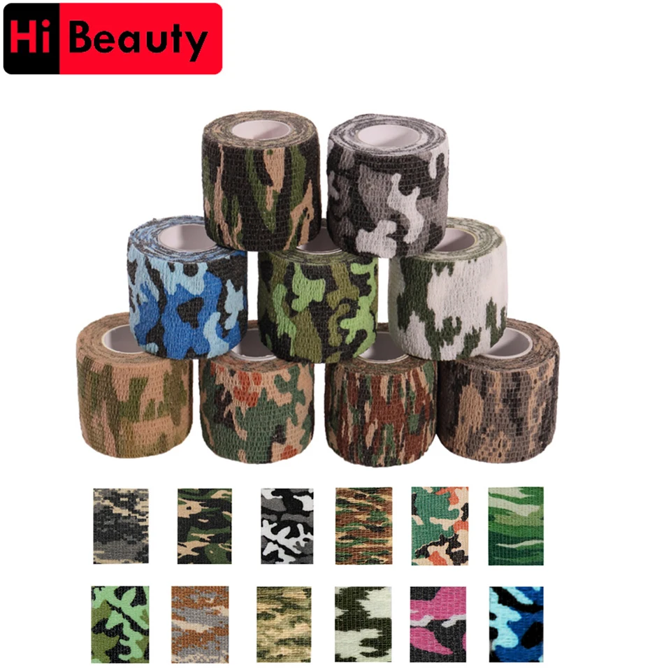 Top Trends: 1 Roll 5*450cm Disposable Self-adhesive Flex Elastic Camouflage Bandage Tattoo Handle Grip Tube Wrap Elbow Stick Medical Tape Shoppable Styles