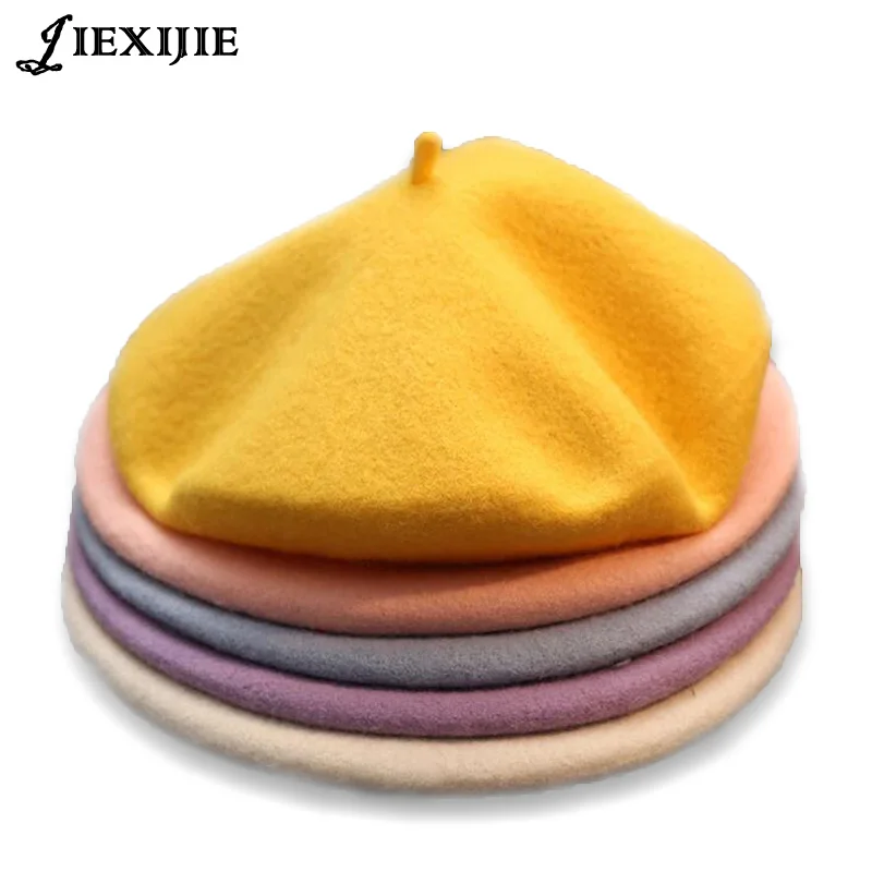 Top Trends: 2018 Winter Cheap 100% Wool Solid Color Beret Caps Female Bonnet Women Caps Lady Painter All Matched Warm Walking Hat Wholesale Shoppable Styles