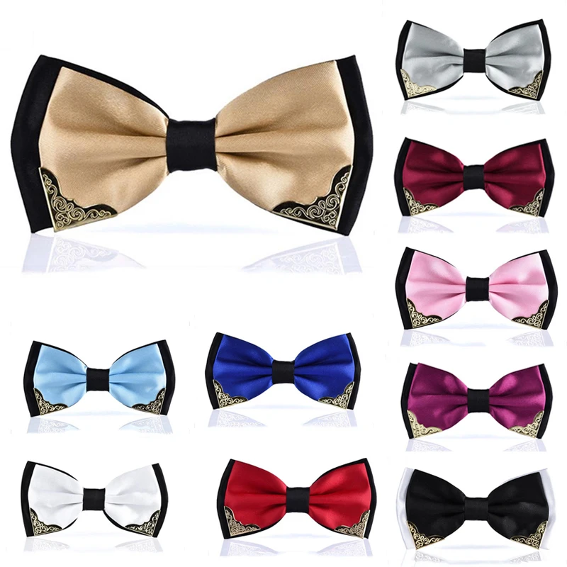 Top Trends: Men&#039;s Business Bow Tie Metal Head Solid Noble Classic Polyester Butterfly Bowtie Cravat Bowties Male Neckwear Wedding Neckties Shoppable Styles