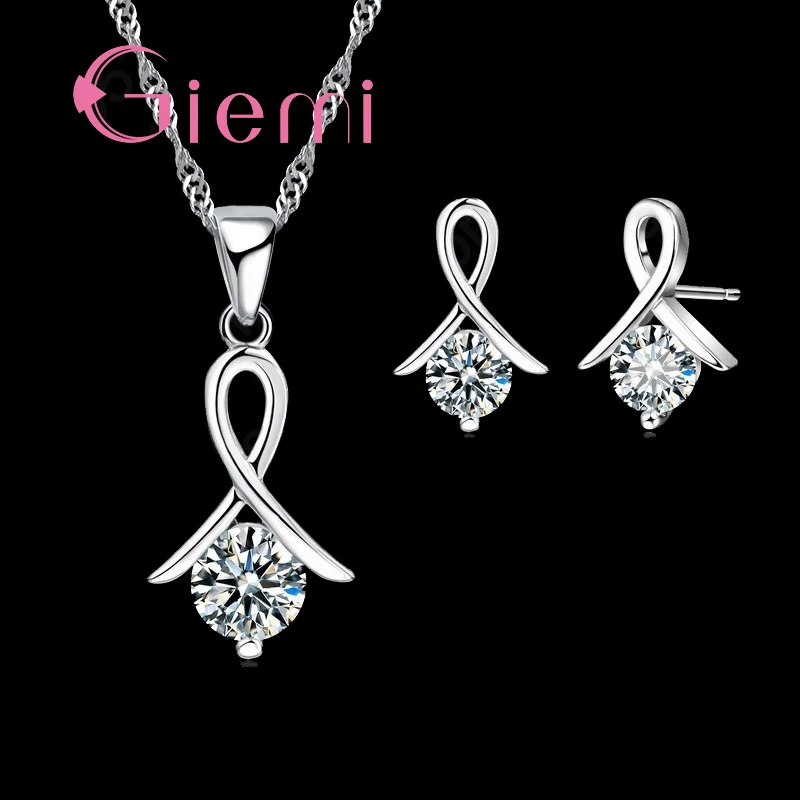 Top Trends: Genuine 925 Sterling Silver High Quality Cubic Zirconia Necklace Earrings Pendant Crystal Jewelry Set For Women Shoppable Styles