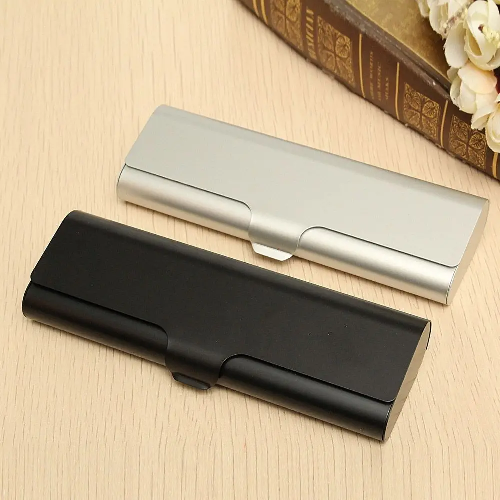 Top Trends: 1Pcs Slim Matte Hard Metal Spectacles Glasses Protection Black Silver Eyeglasses Case Travel Portable Holder Box Gifts Shoppable Styles