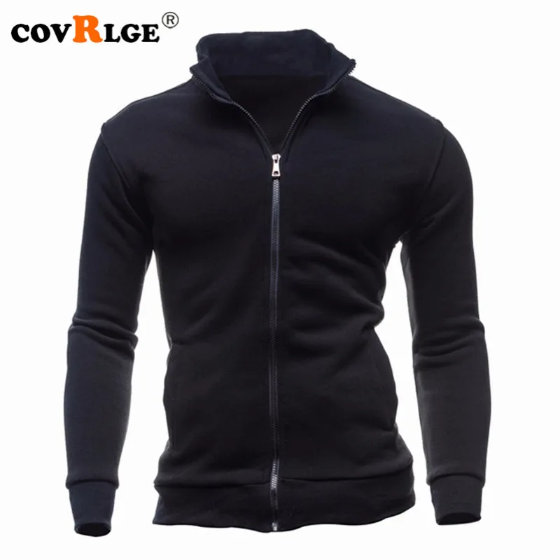 Top Trends: Covrlge Men Hoodies Jacket Fashion Fleece Stand Collar Zipper Sweatshirt Spring Solid Pocket Pullover Male Coat Tracksuit MWW150 Shoppable Styles