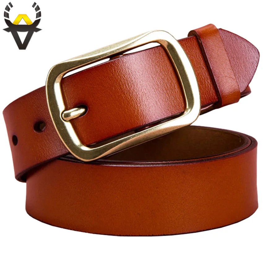 Top Trends: Fashion Genuine Leather Belts For Men Alloy Copper Pin Buckle Strap For Jeans High Quality Second Layer Cow Skin Belt Man Brown Shoppable Styles - Image 5