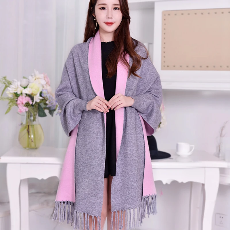 Top Trends: Women Winter Poncho With Sleeve Shawls And Wraps Pashmina Red Thicken Scarf Stoles Femme Hiver Warm Reversible Ponchos And Capes Shoppable Styles - Image 4