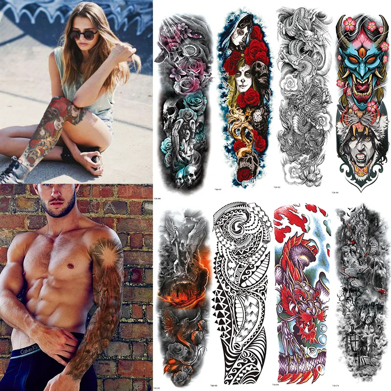 Top Trends: FULL SLEEVE ARM TEMPORARY TATTOO, ORIENTAL DRAGON, LOTUS FLOWERS, MENS, WOMENS Shoppable Styles