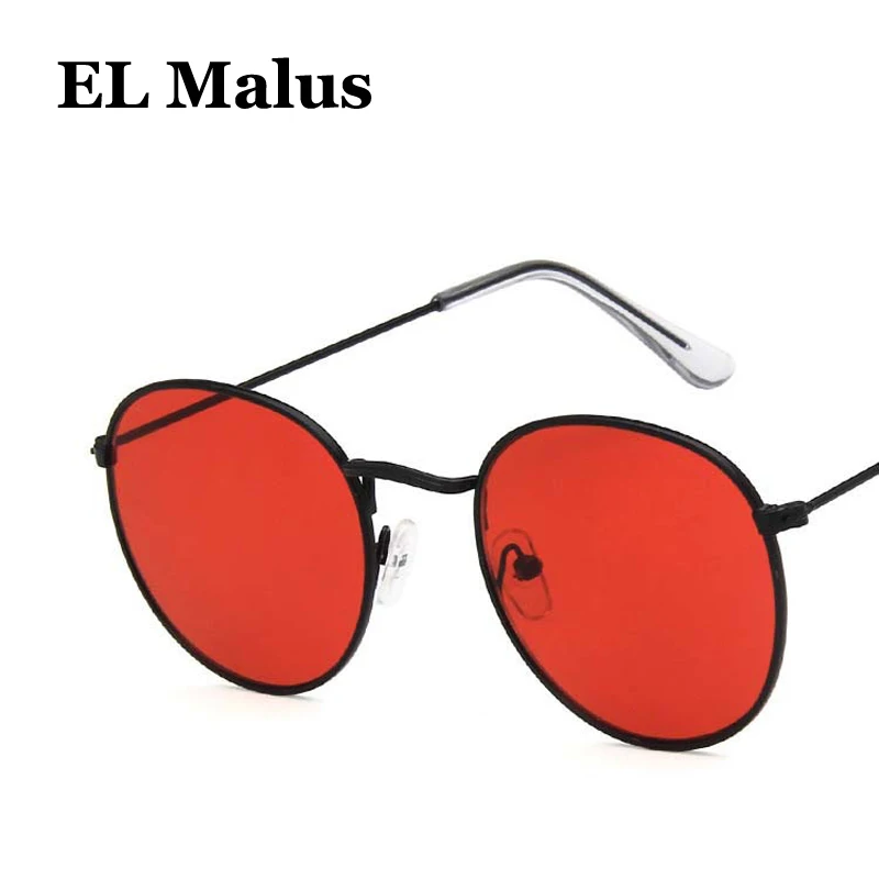 Top Trends: EL Malus Retro Metal Frame Sunglasses Women Mens Red Yellow Green Lens Mirror Black Silver Gold Shades Sexy Ladies Sun Glasses Shoppable Styles