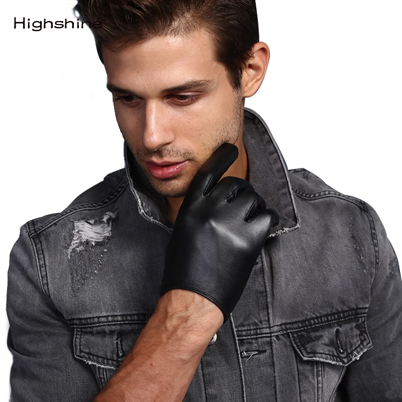 Top Trends: Mens Genuine Leather Gloves Male Soft Goatskin Thin Fashion Casual Driving Gloves Warm Winter Touch Screen Short Wrist Gloves Shoppable Styles