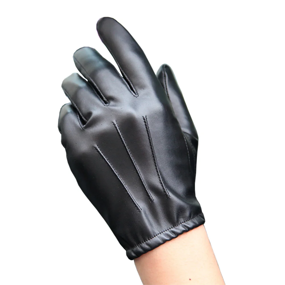 Top Trends: Fashion Black PU Leather Gloves Male Thin Style Driving Leather Men Gloves Non-Slip Five Fingers Full Palm Touchscreen PM014PN Shoppable Styles