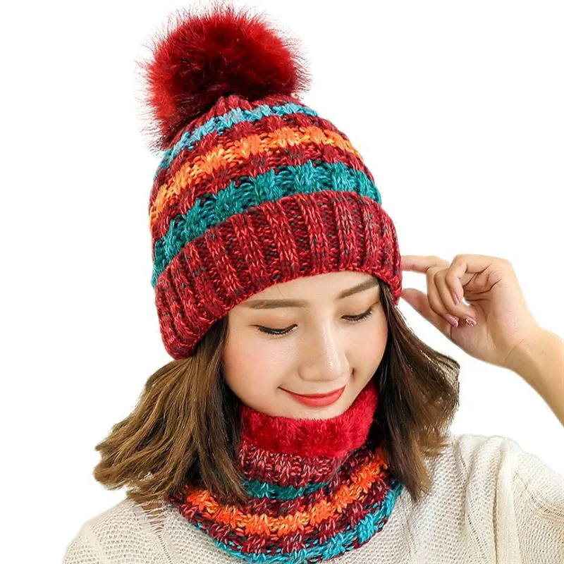 Top Trends: Simple Women Knitted Hat Women Brand High Quality Winter Girls Ball Ski Rabbit Fur Hat PomPoms Warm Balaclava Knitted Hats Scarf Shoppable Styles