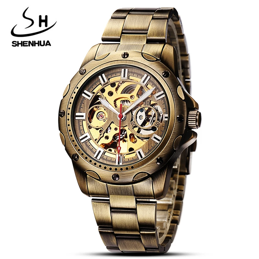 Top Trends: Mechanical Watches Retro Brand Skeleton Mens Gift Sport Stainless Steel Automatic Self Wind Men's Watch Relogios Masculino 2020 Shoppable Styles