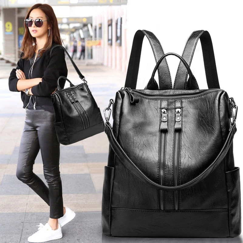 Top Trends: 2019 Women Backpack Genuine Cow Skin Daypack Fashion Backpacks Female Mochila Feminine Casual Large Capacity Vintage Shoppable Styles