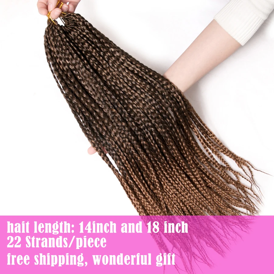 Top Trends: VERVES Box Braids Hair Synthetic 14 Inch And 18 Inch Crochet Hair Extensions 22 Strands / pack Ombre Braiding Hair Braids Shoppable Styles - Image 3