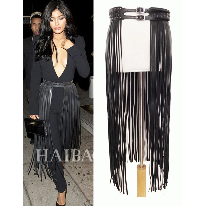 Top Trends: Fantastic Long Fringe Belt Black Leather Designer Belts For Women Long Tassels Pin Buckle Corset Belt Spot On Trendy BG-006 Shoppable Styles