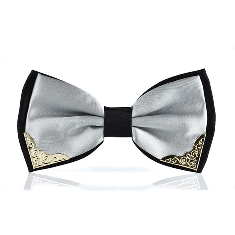 Top Trends: Men's Business Bow Tie Metal Head Solid Noble Classic Polyester Butterfly Bowtie Cravat Bowties Male Neckwear Wedding Neckties Shoppable Styles - Image 3