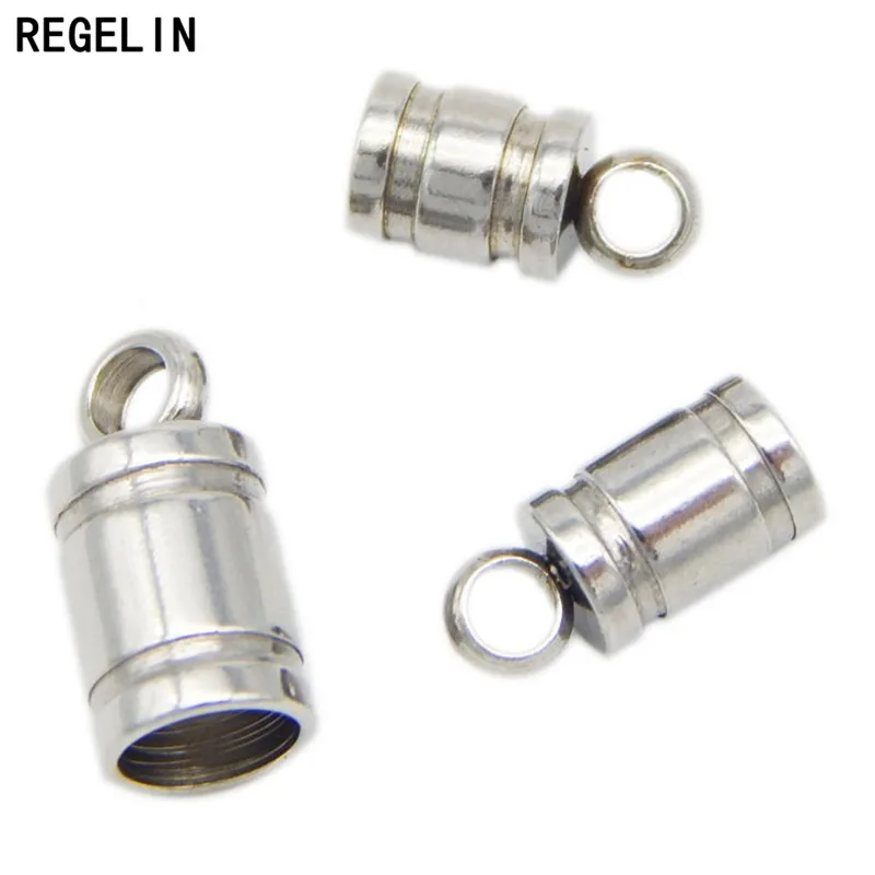 Top Trends: REGELIN Stainless Steel End Caps Leather Cord End Clasps Crimp Bead 20pcs / lot For 2 / 3 / 4 / 5 / 6mm Round Leather Cord DIY Connector Shoppable Styles