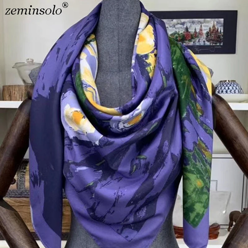 Top Trends: Large Scarves 130*130cm Women Luxury Brand Bandana Square Silk Scarf Fashion Printed Hijab Women Scarves Shawls Wholesale Shoppable Styles