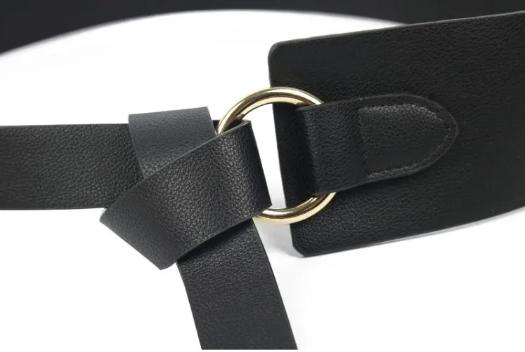 Top Trends: New Black Wide Corset Leather Belt Female Tie Obi Waistband Thin Brown Bow Leisure Belts For Women Wedding Dress Waistband Lady Shoppable Styles - Image 4