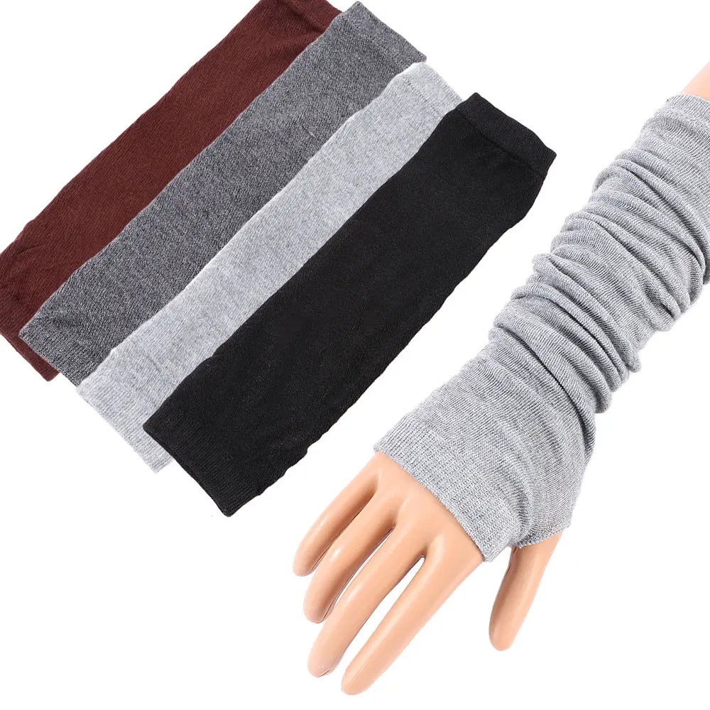 Top Trends: Knitted Long Fingerless Mittens Glove Arm Warmer Stretchy Mitten Unisex Crochet Half Finger Long Gloves Hot Selling Shoppable Styles