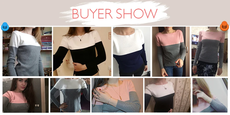 erinevates värvikombinatsioonides naiste sviitrid, millel on horisontaalsed värviplokid