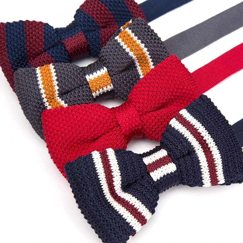 Top Trends: Mens Bowtie Knitted Knit Leisure Striped Bow Ties For Men Adjustable Butterfly Double Deck Neckwear Woven Necktie Tie Cravat Shoppable Styles