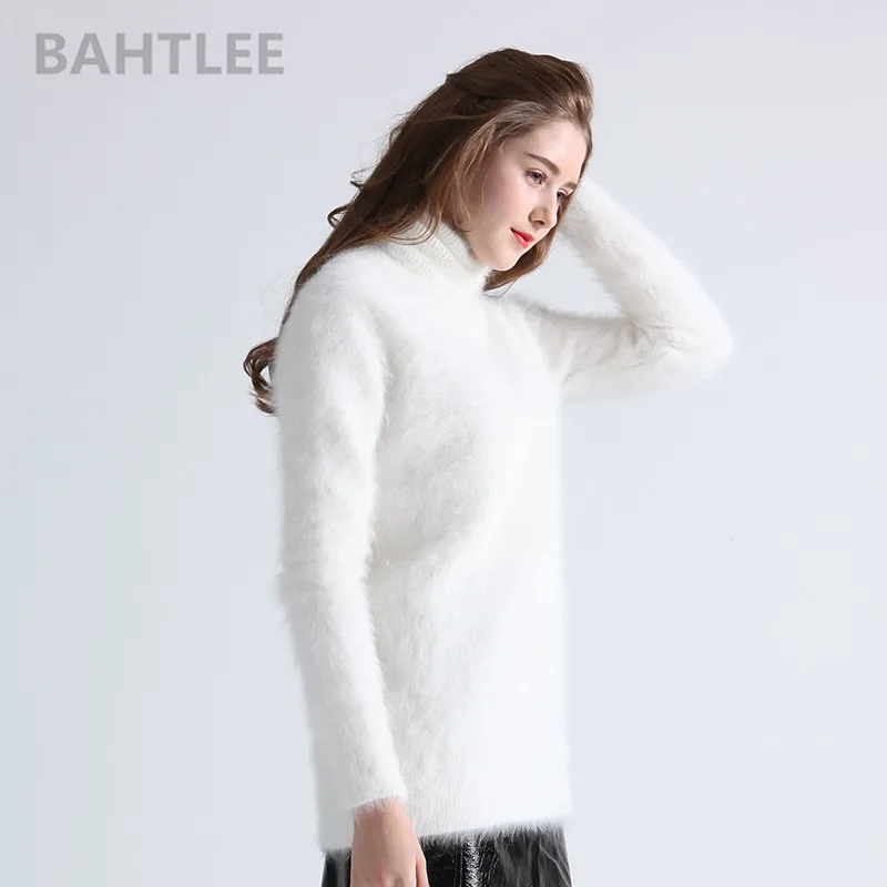 Top Trends: BAHTLEE Winter Women's Angora Jumper Turtleneck Pullovers Knitting Sweater Long Sleeve Keep Warm White Shoppable Styles - Image 2