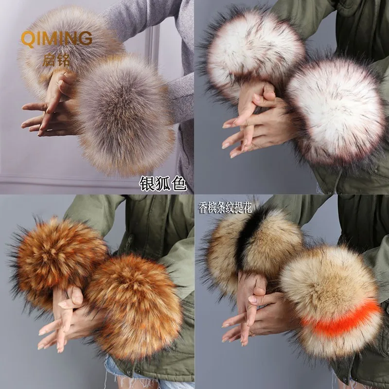 Top Trends: Women Luxury Thicken Winter Warm Wrist Arms Gloves Rabbit Faux Fur Bracelet Cuff Wristband Plush Elastic Oversleeve Arm Scarf Shoppable Styles