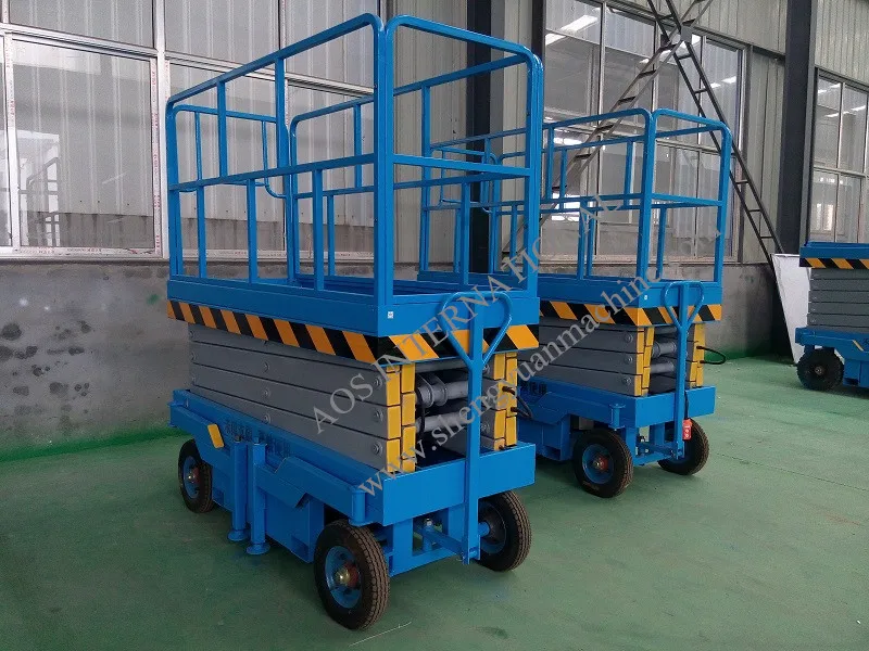 Four Wheel Mobile Scissor Work Lift Platform with 14 meters - Scissor ...