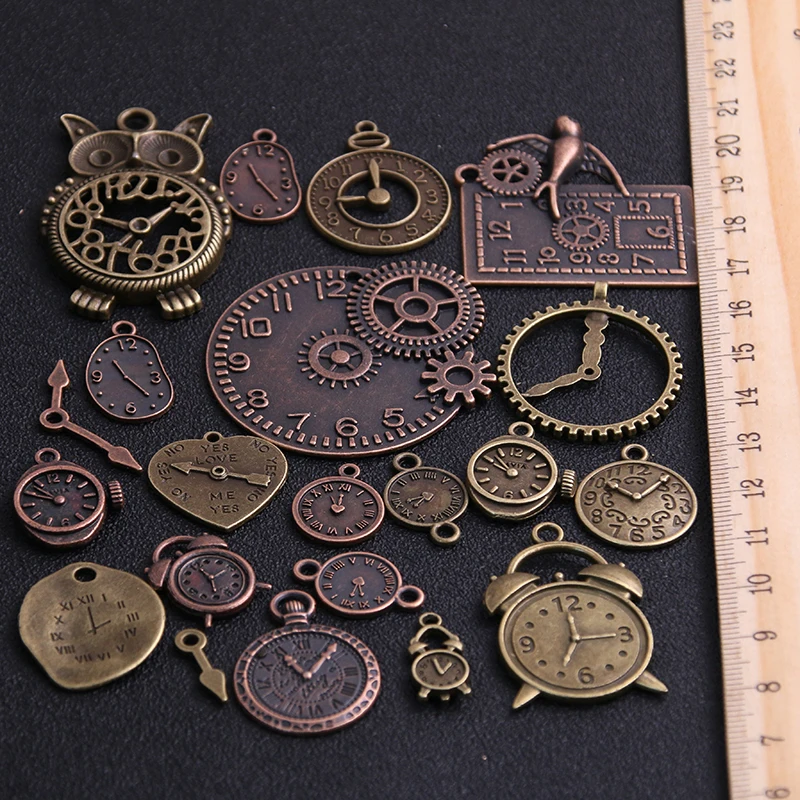 Top Trends: 10pcs Vintage Metal Zinc Alloy Mixed Two Clock Pendant Charms Steampunk For Diy Jewelry Making Shoppable Styles